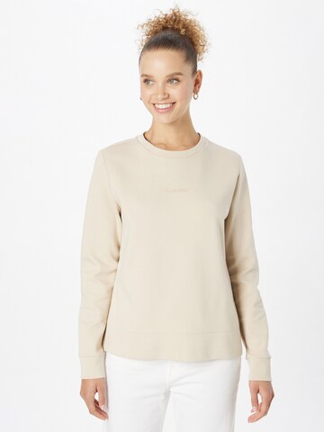 Sweat-shirt Calvin Klein en beige : devant