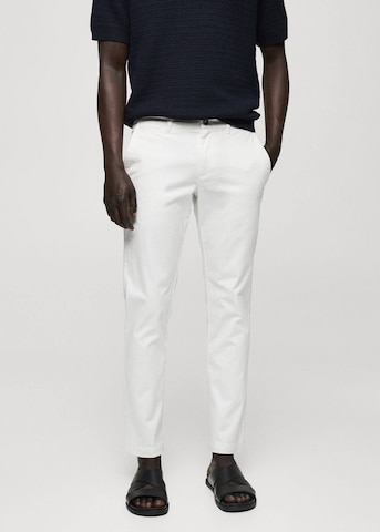 MANGO MAN Regular Chino Pants 'Prato' in White: front