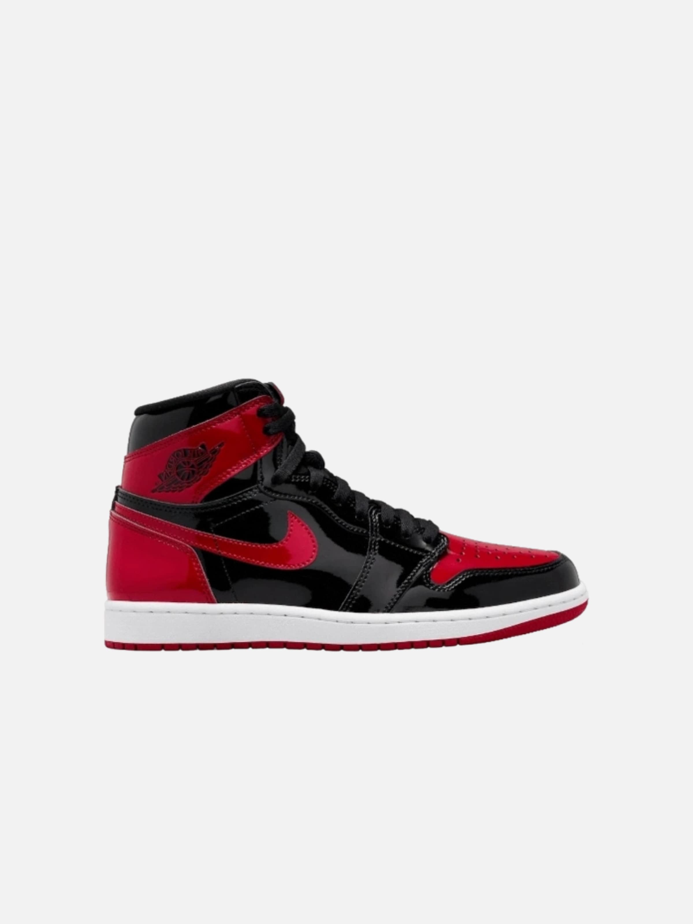 Sneaker alta 'Air 1 High OG Patent Bred' di Jordan in rosso: frontale
