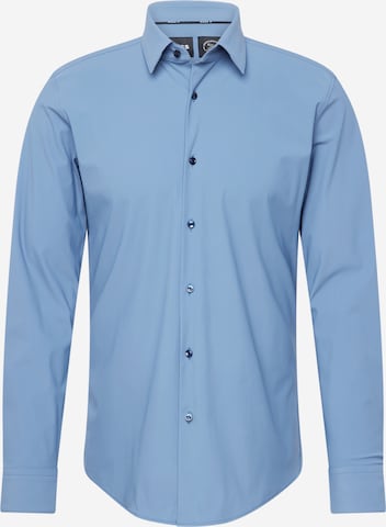 Coupe slim Chemise 'HANK' BOSS Black en bleu : devant