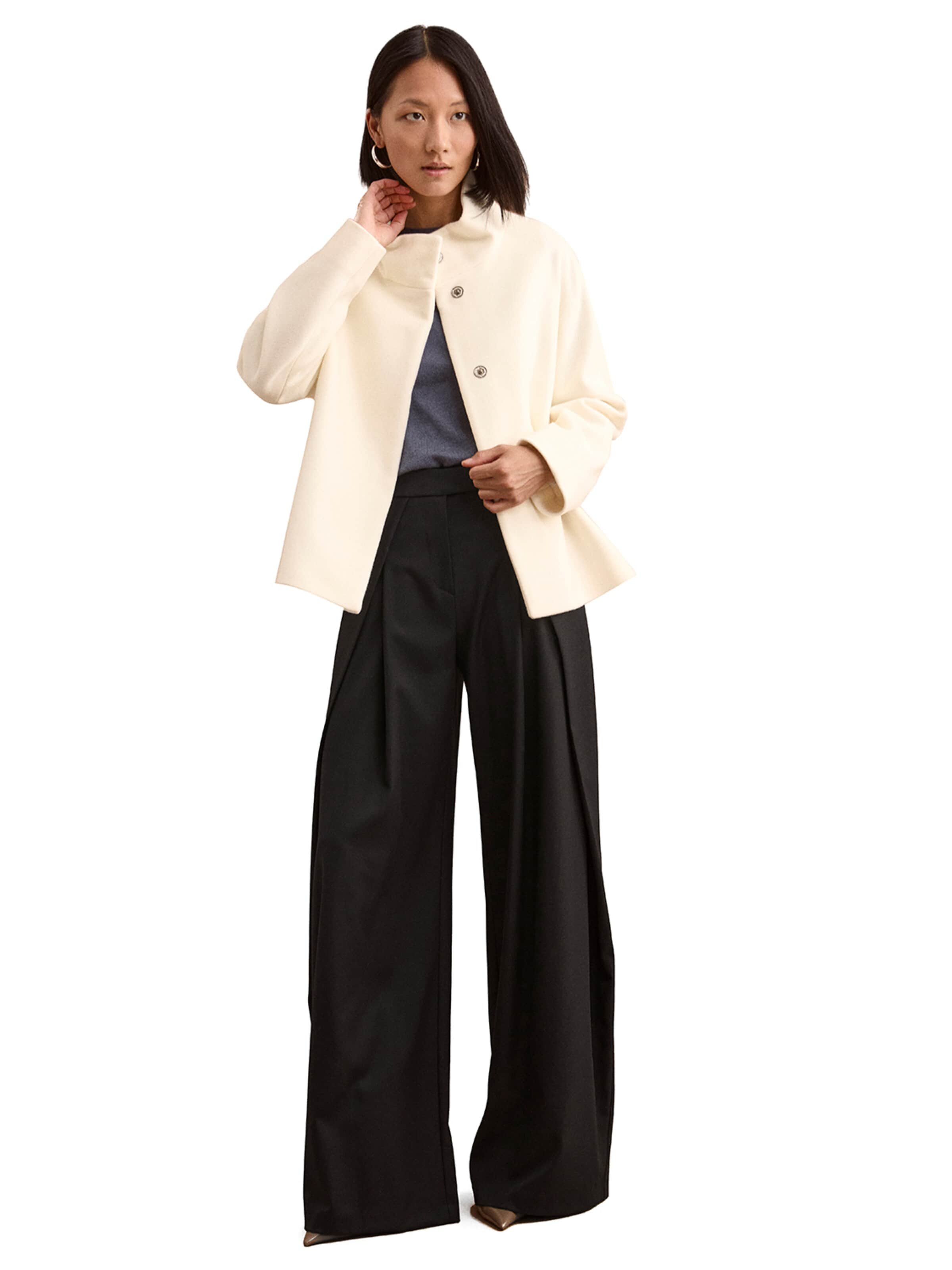 Wide Leg Pantalon Il Lanificio en noir : devant