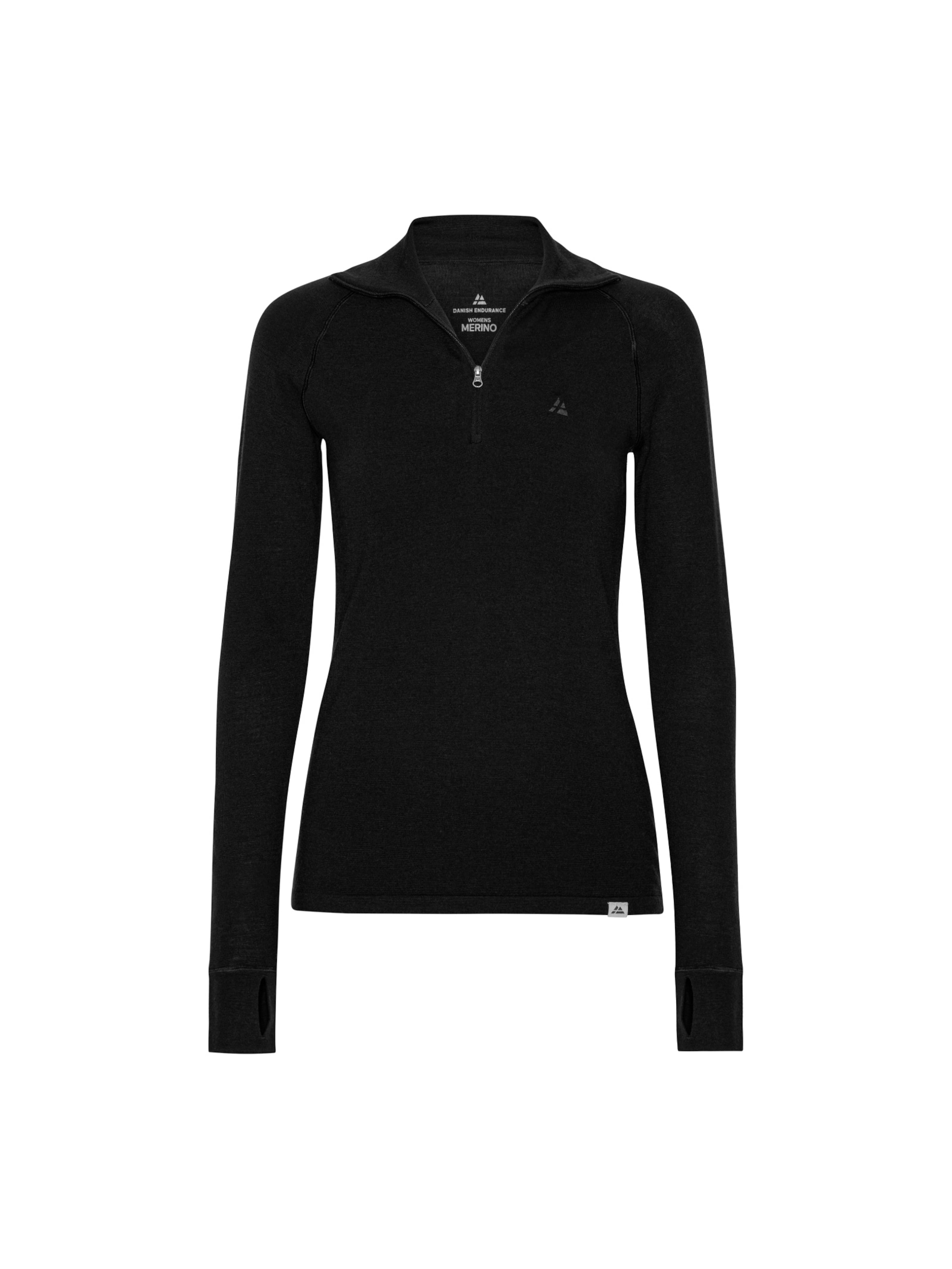 DANISH ENDURANCE Performance shirt 'Merino Halfzip' in Black: front