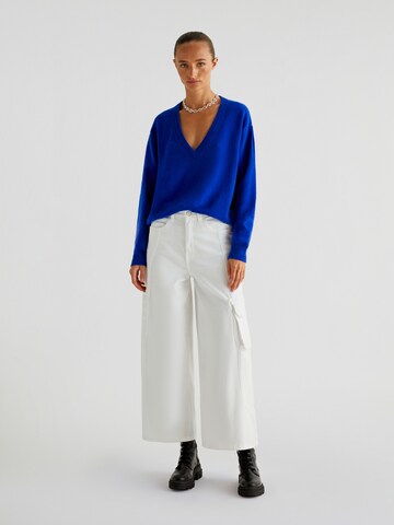 Scalpers Wide leg Cargojeans in Wit: voorkant