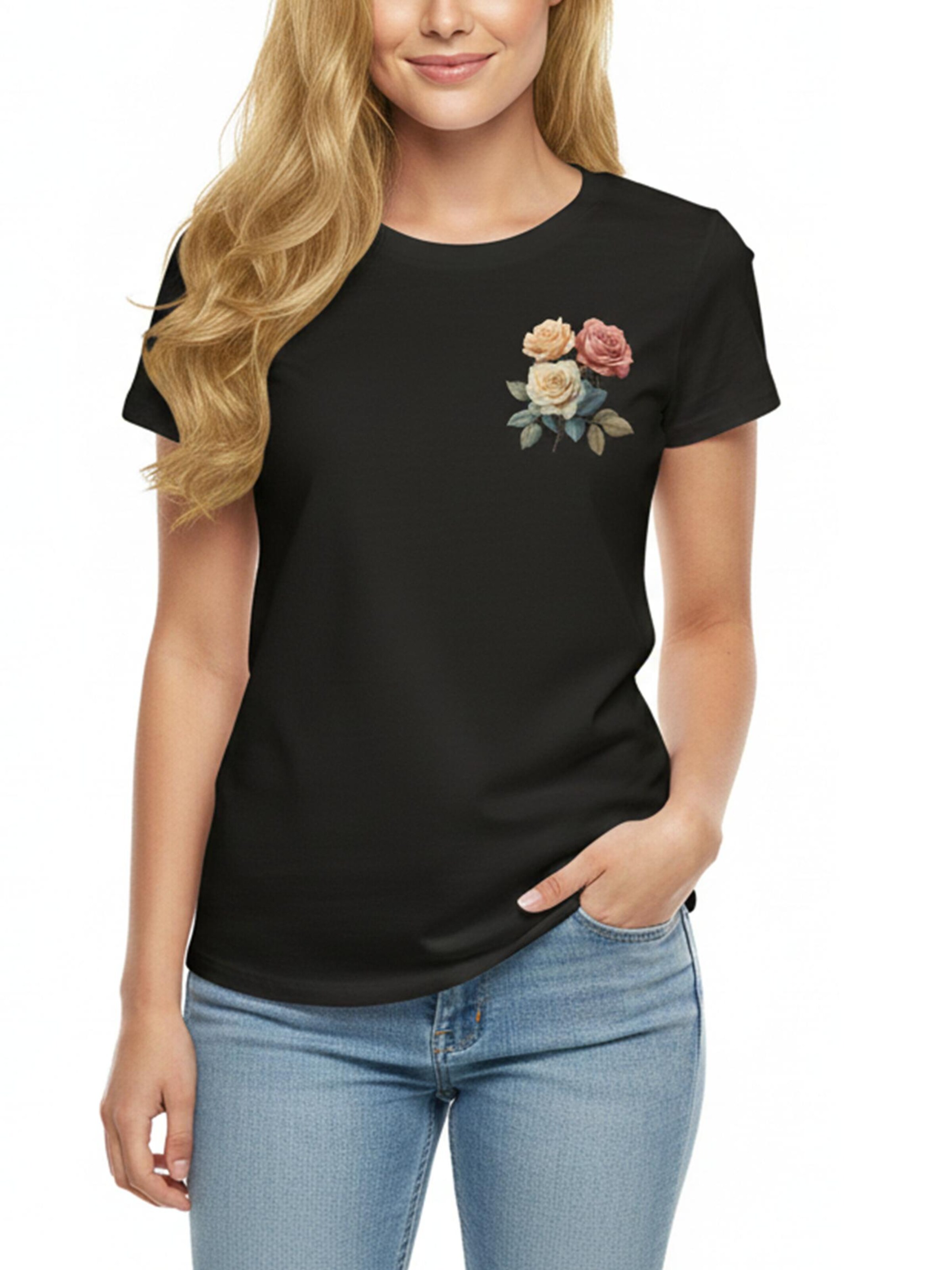 MAKAYA Shirt 'Three Roses' in Black