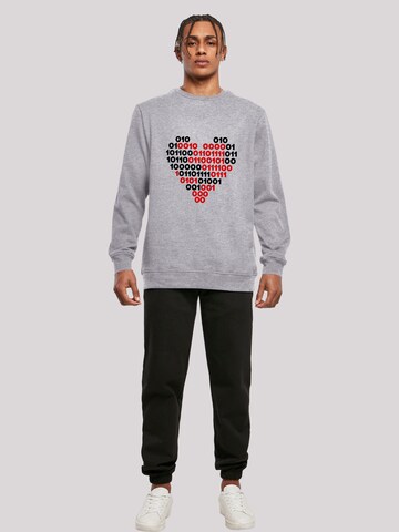 F4NT4STIC Sweatshirt 'I Love You 01001001 Binary Code Herz Valentinstag' in Grijs
