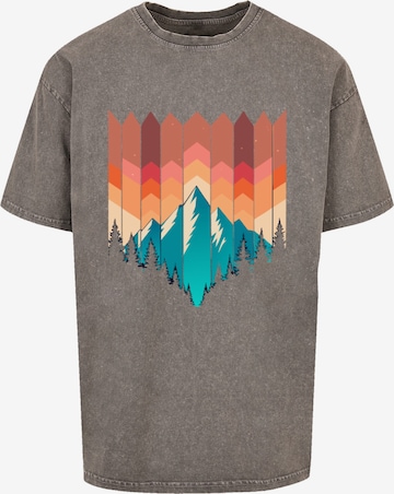 T-Shirt 'Berg Sonnenuntergang Geometrisch' F4NT4STIC en gris : devant