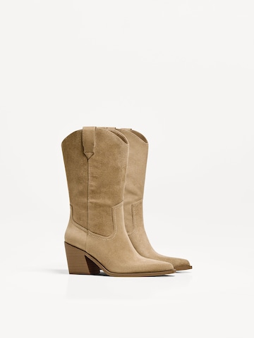 Bershka Cowboy csizmák - bézs