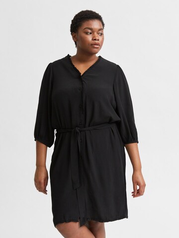 Selected Femme Curve Blousejurk 'Mira' in Zwart: voorkant