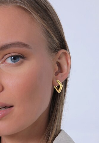 ELLI PREMIUM Ohrringe Creole, Viereck in Silber: Vorderseite