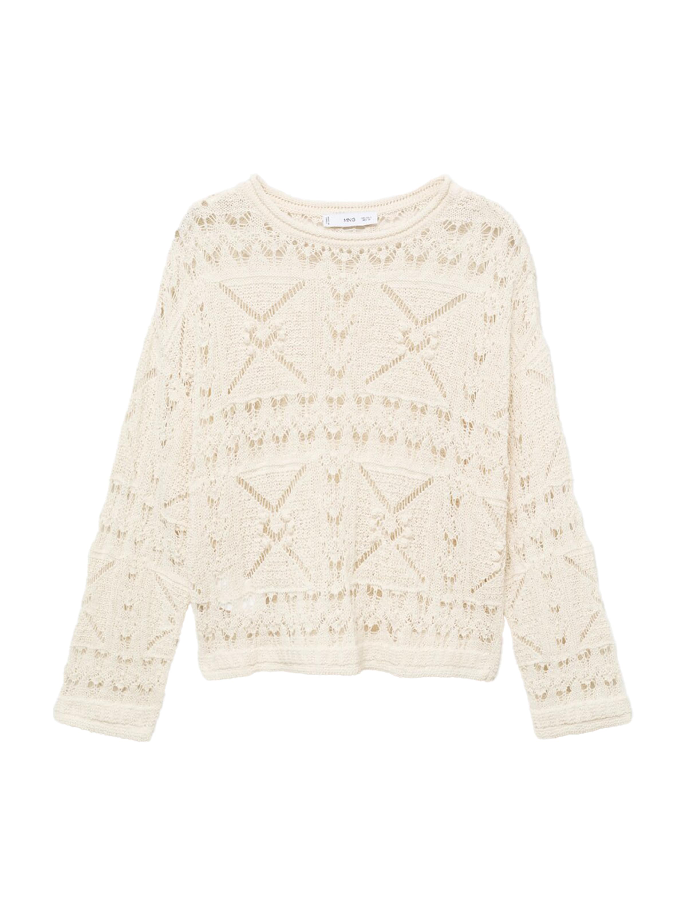 MANGO Trui 'Joana' in Wit: voorkant