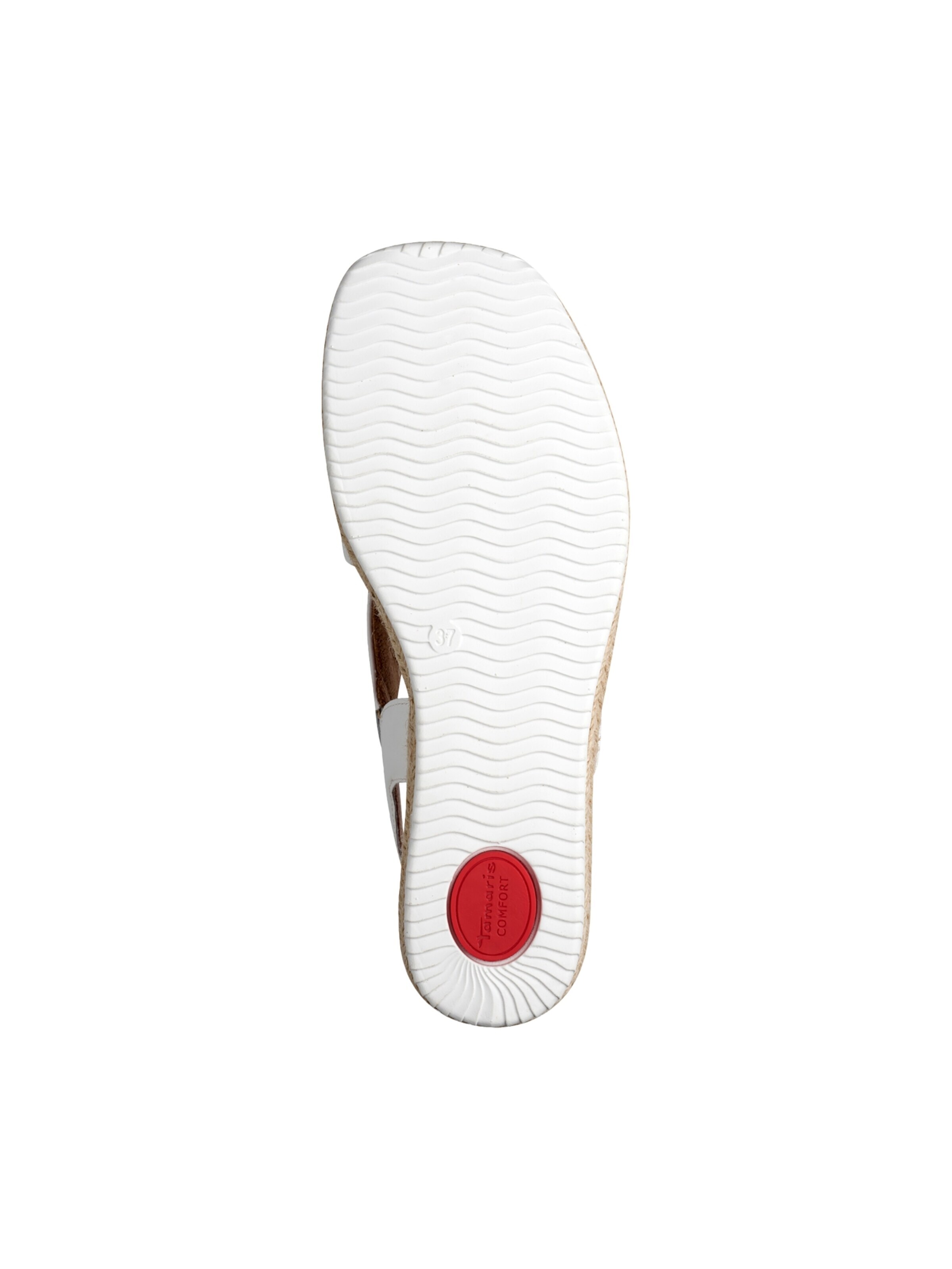 Tamaris - Sandalias 'Ledersandalen mit Keilabsatz – Comfort' en blanco