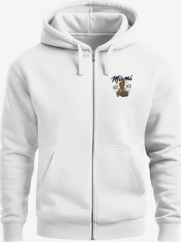 Neverless Zip-Up Hoodie 'Miami Snake' in White: front