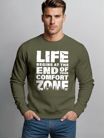 Neverless Sweatshirt 'life begins' in Grün: Vorderseite