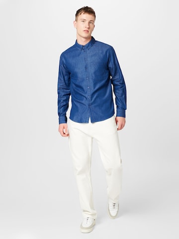 ABOUT YOU Regular fit Button Up Shirt 'Ivan' in Blue