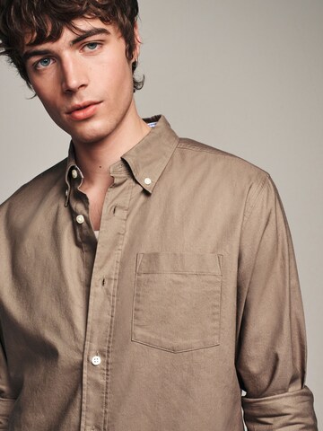 Next Slim fit Button Up Shirt in Beige