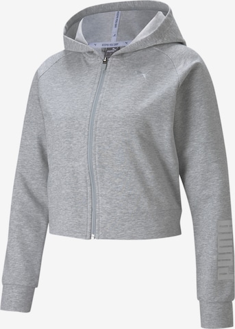 PUMA Athletic Zip-Up Hoodie in Grey: front