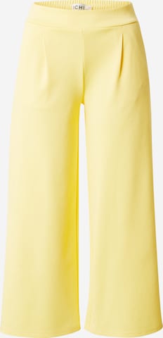 ICHI Wide leg Pleat-Front Pants 'KATE' in Yellow: front