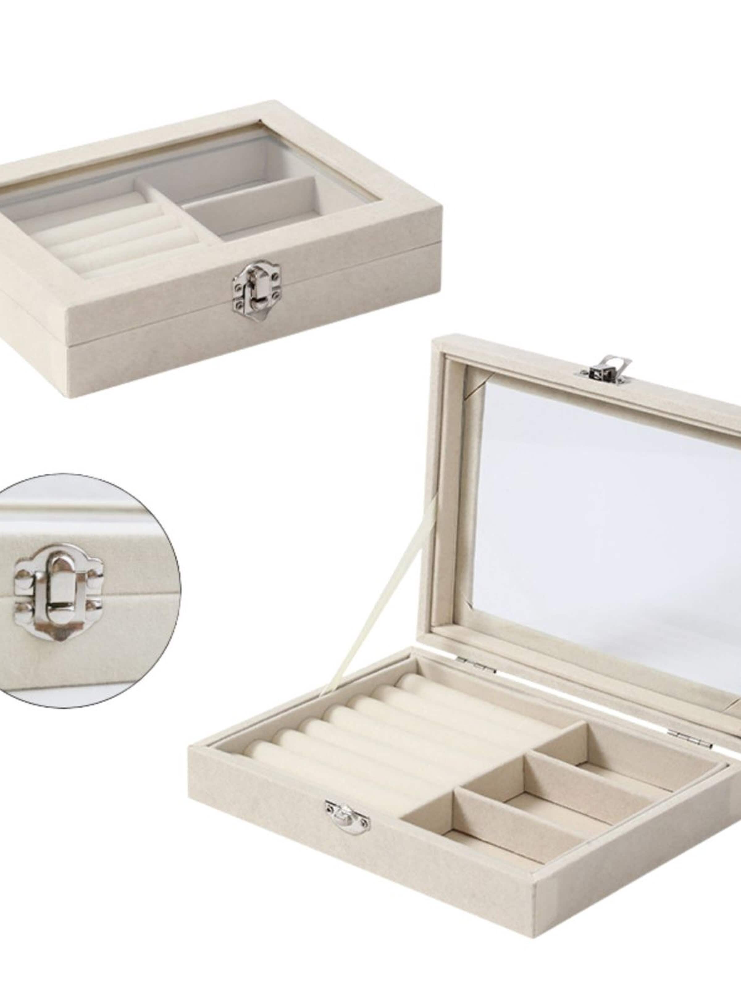 Boîte à bijoux 'Velvet Touch Jewelry Box - Beige' UNIQ Beauty en beige