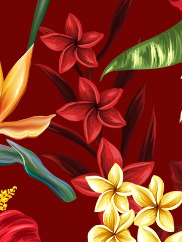 Hawaiihemdshop.de Regular fit Button Up Shirt 'Hawaiihemd Flowerful Summer (red)' in Red