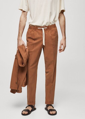 MANGO MAN Regular Pleated Pants 'Delave' in Orange