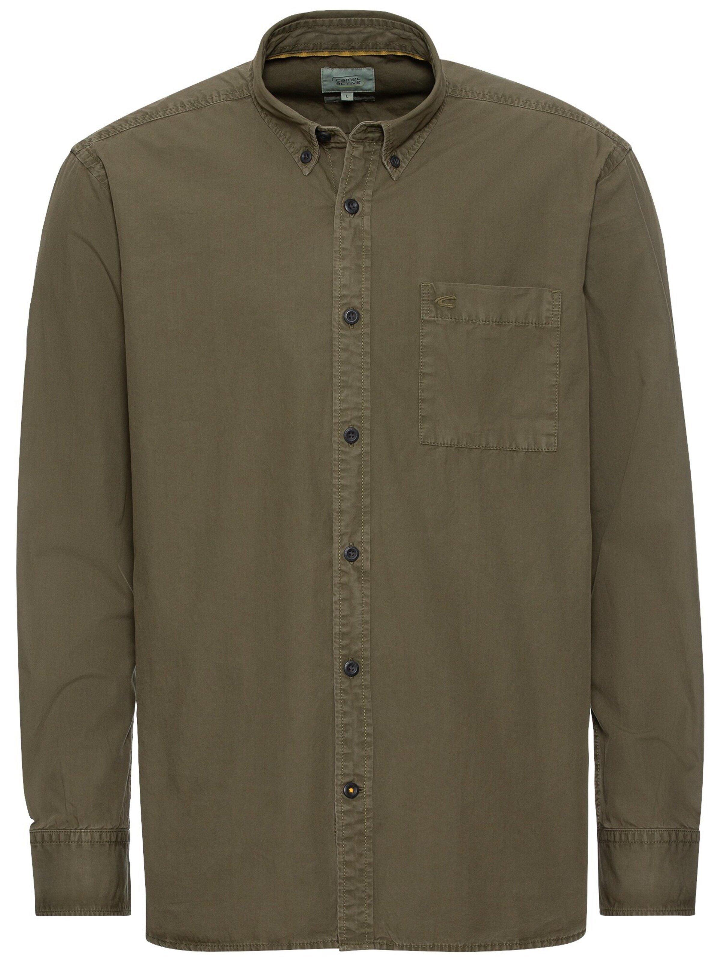 CAMEL ACTIVE Langarm Hemd aus reiner Baumwolle in Grün: Vorderseite