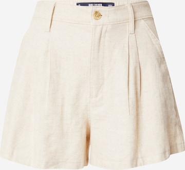 HOLLISTER Regular Trousers with creases in Beige: front