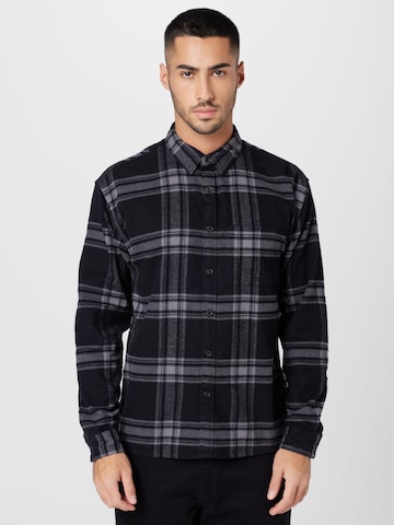Abercrombie & Fitch Regular fit Overhemd in Zwart: voorkant