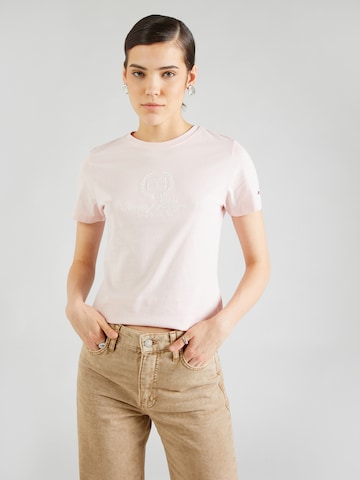 T-shirt TOMMY HILFIGER en rose : devant