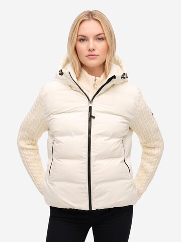 Superdry Winterjacke 'Cable Knit Sleeve Hybrid 263MSDW5012160A'‌‌‌ in Weiß: Vorderseite
