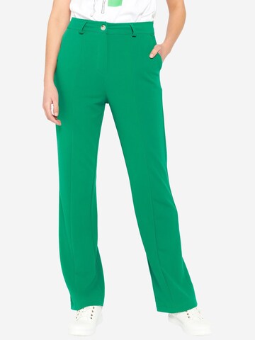 LolaLiza regular Παντελόνι με τσάκιση σε πράσινο: μπροστά