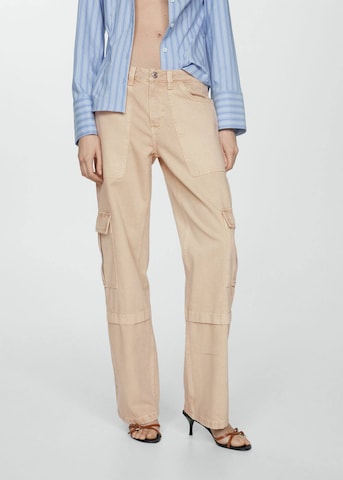 MANGO Loosefit Cargojeans 'Julieta' in Beige: voorkant