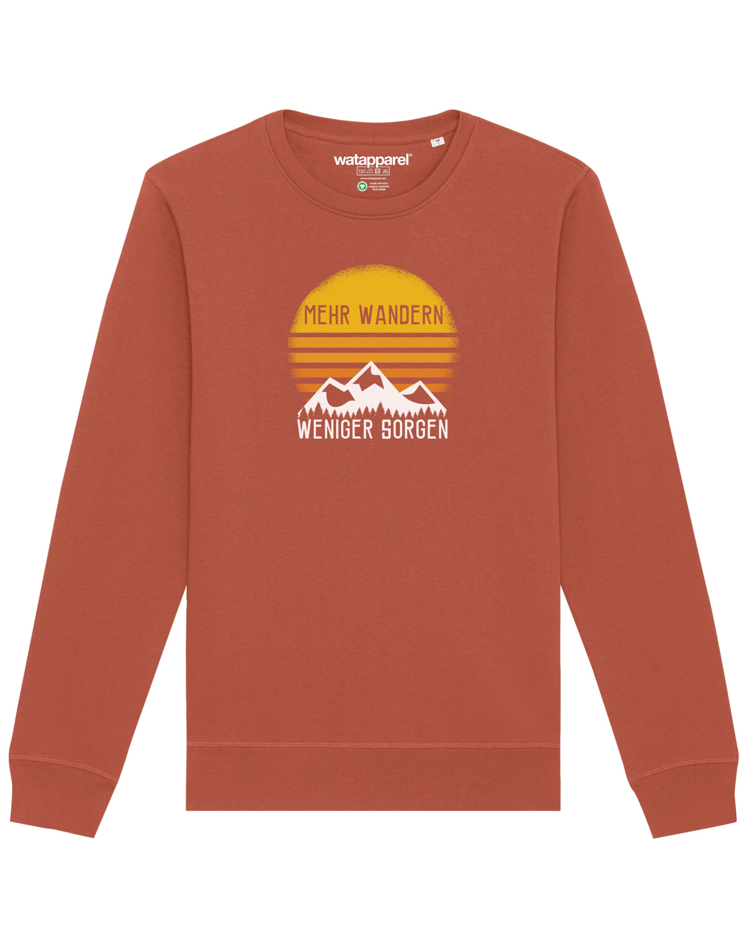 Sweat-shirt ' Mehr Wandern ' Watapparel en marron : devant