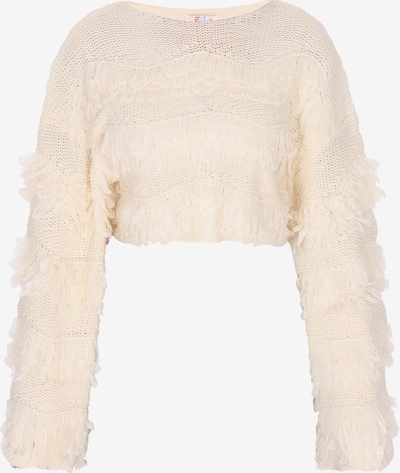 Pulover IZIA pe alb lână, Vizualizare produs