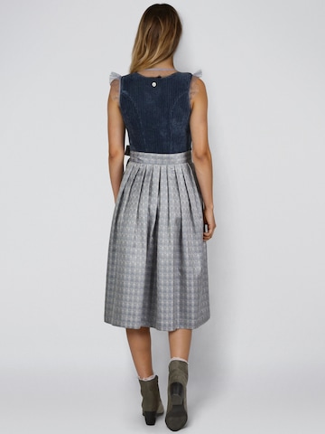 SPIETH & WENSKY Dirndl 'Hildor' mit Herzchen-Ausschnitt, Samt Cordoberteil in Blau