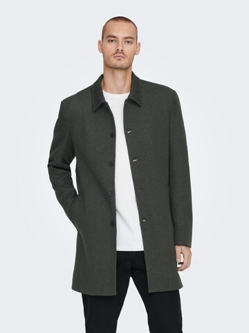 Manteau mi-saison Only & Sons en vert : devant