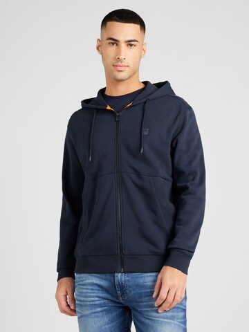 BOSS - Sudadera con cremallera en azul: frente