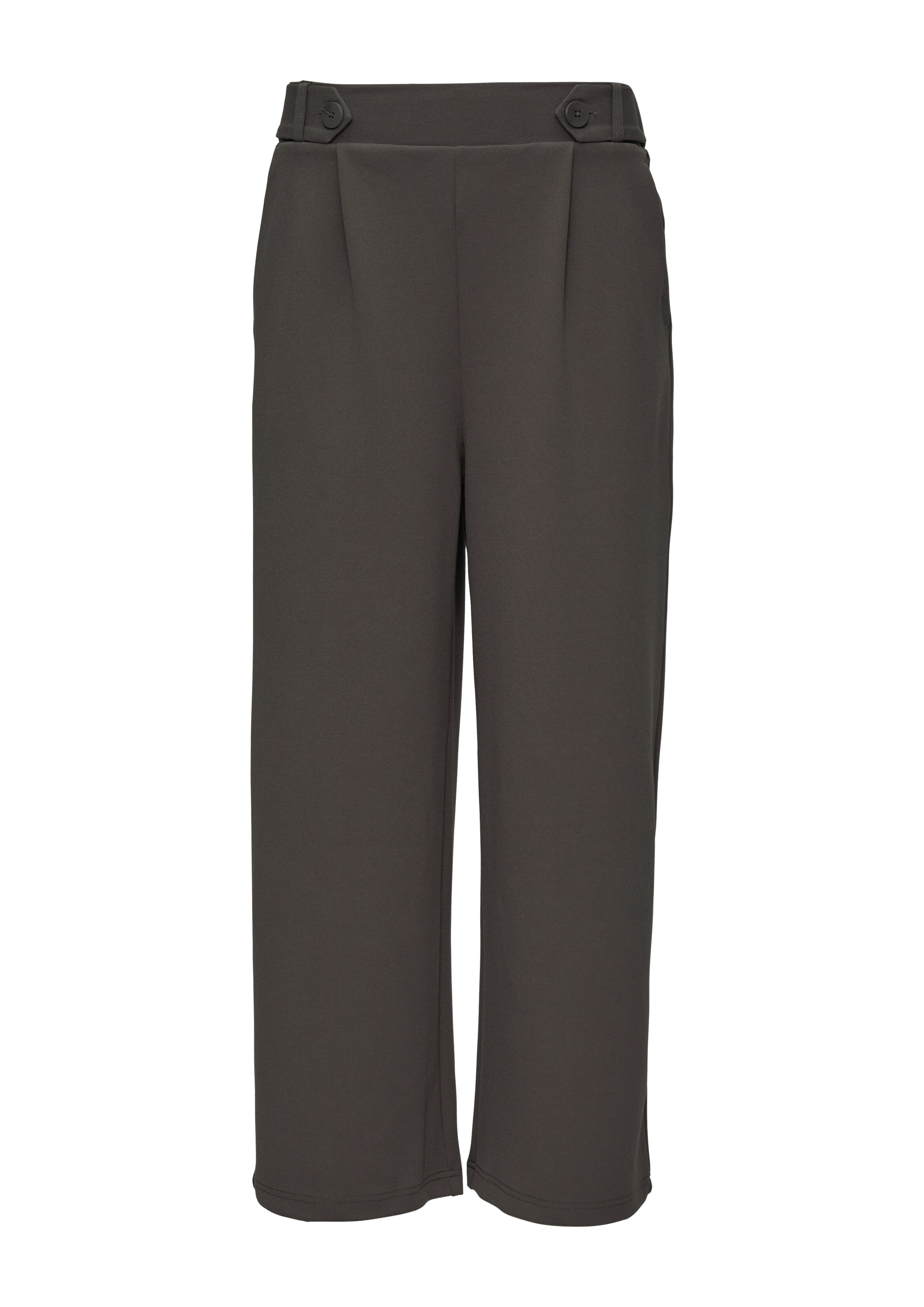 QS Wide leg Bandplooibroek in Grijs: voorkant