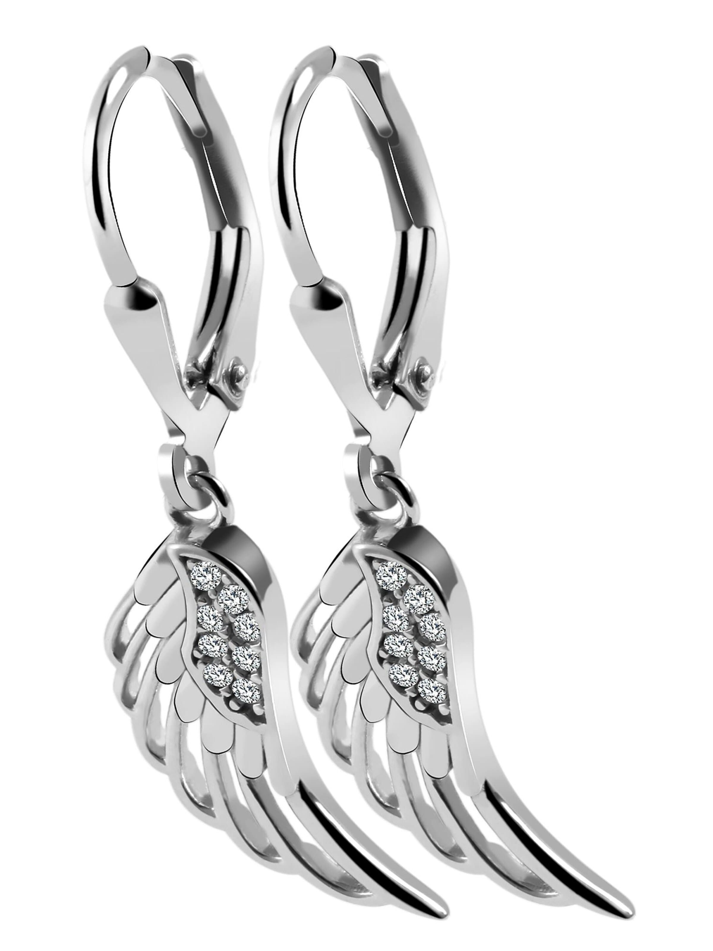 Akzent Earrings '"Engelsflügel Allanah" aus 925 Sterlingsilber, rhodiniert,' in Silver