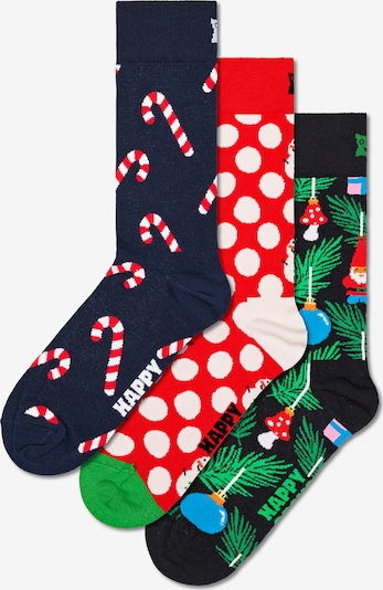 Happy Socks Socken 'X-Mas' in navy / grün / knallrot / weiß, Produktansicht