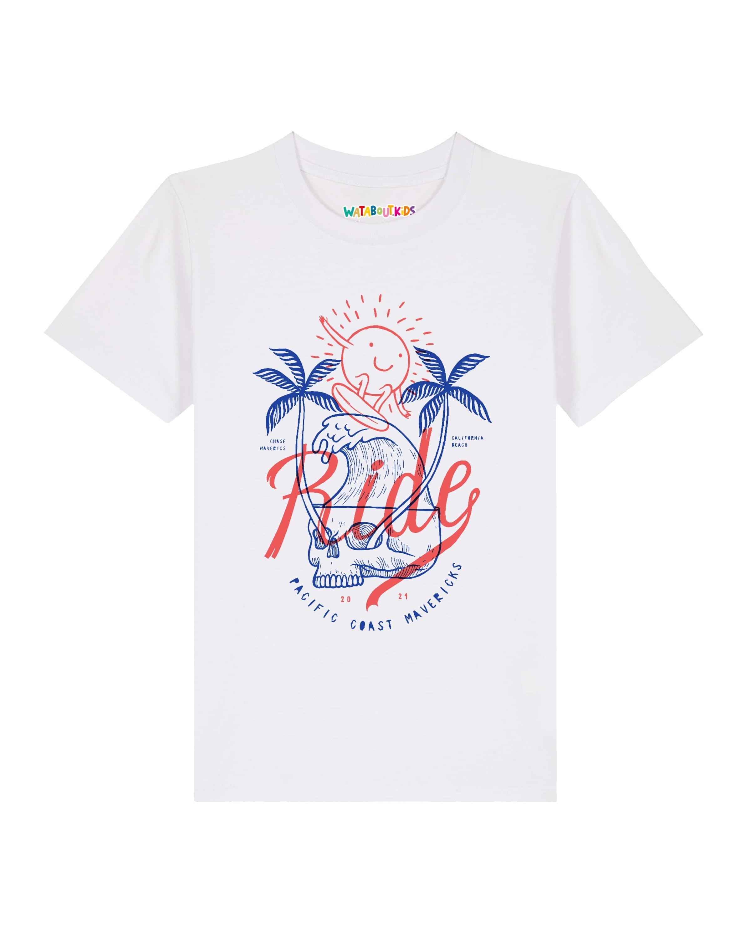 T-Shirt 'Ride the waves' watabout.kids en blanc : devant