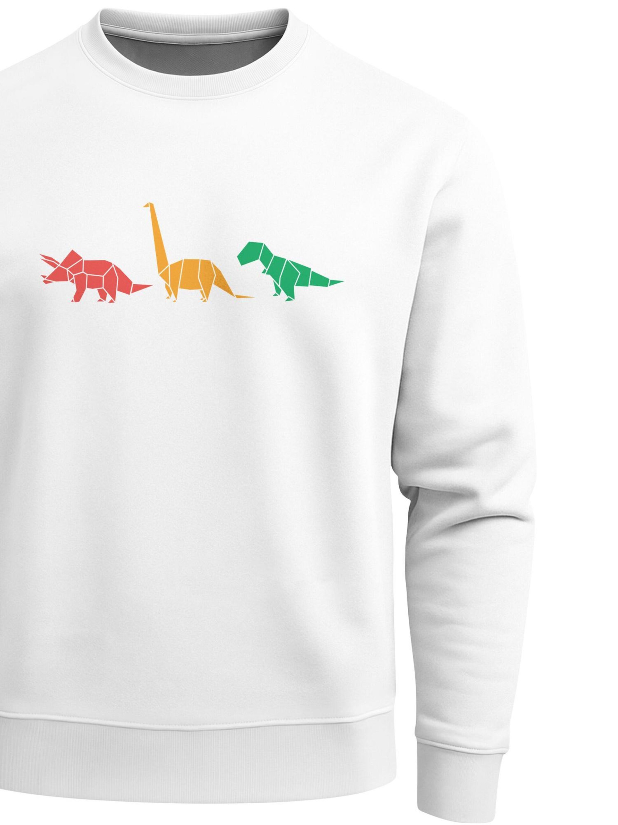 Neverless Sweatshirt 'Geometric Dino' in White