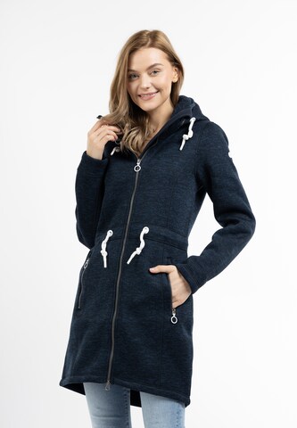 DreiMaster Maritim Fleece jas 'Grassland' in Blauw: voorkant