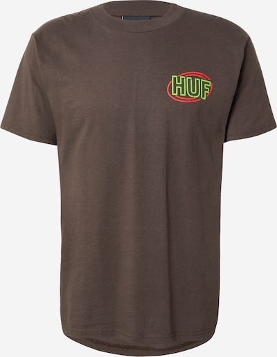 HUF T-Shirt 'Promo' en marron / pomme / rouge / blanc, Vue avec produit