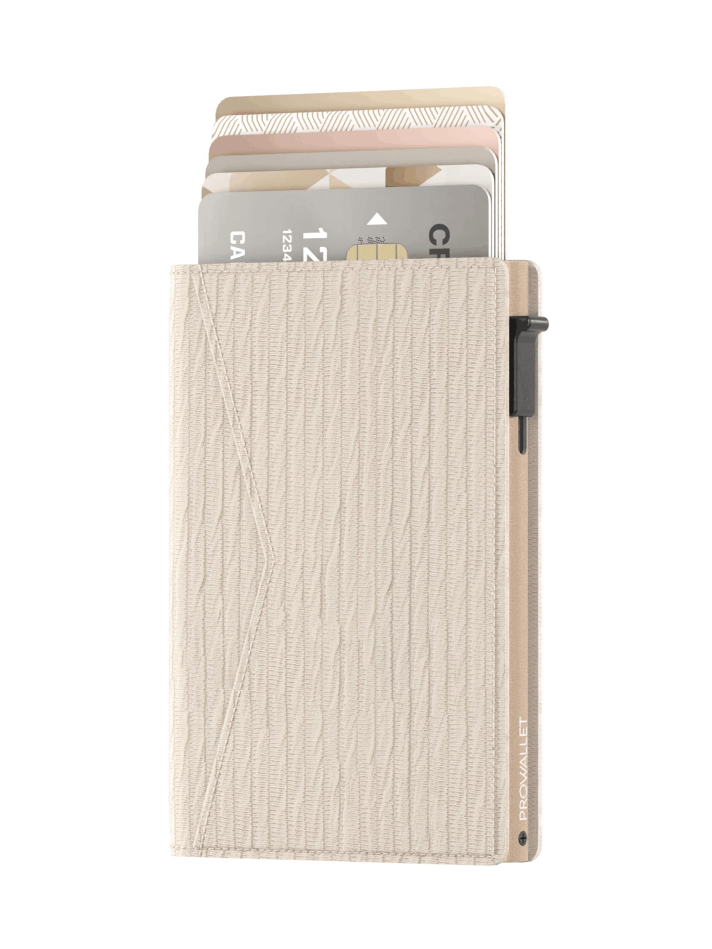 Prowallet Wallet 'Pasjeshouder Slim Ripple' in Beige: front