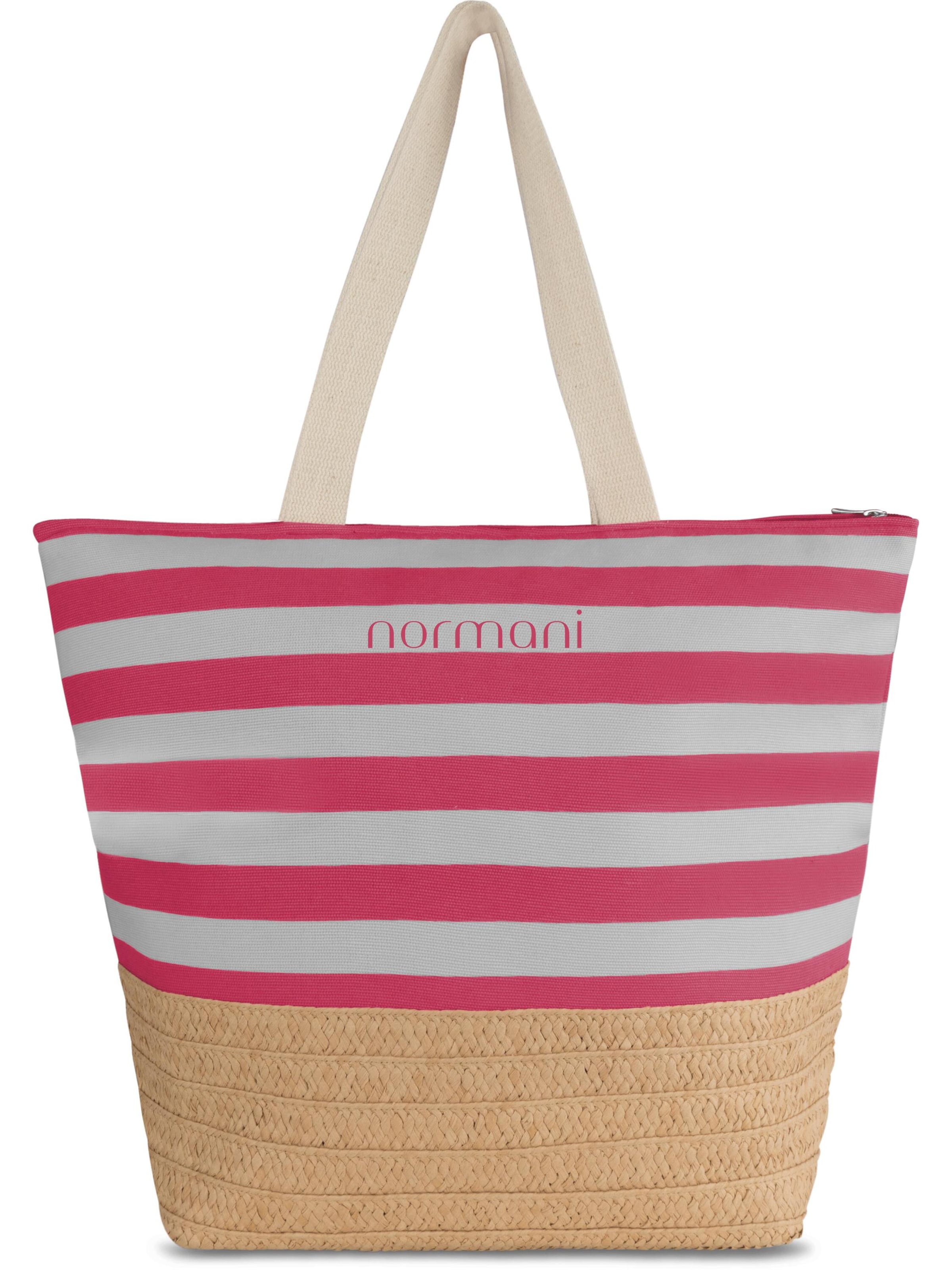 normani Strandtasche 'Mackay' in hellbraun / grau / rot, Produktansicht