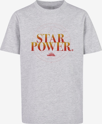 ABSOLUTE CULT Shirt 'Captain Marvel - Star Power' in Grijs: voorkant