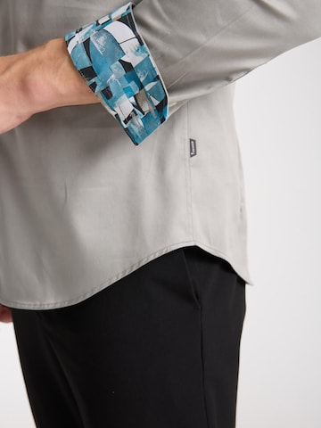 Slim fit Camicia 'Marco Polo Iconic Satin Man Shirt White' di 7Camicie in grigio