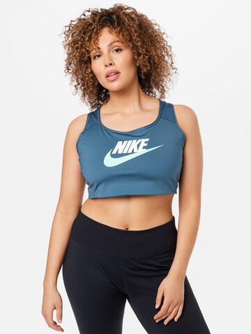 NIKE Bustier Sport bh in Blauw: voorkant