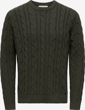 Only & Sons Trui 'ONSKIM' in Groen: voorkant