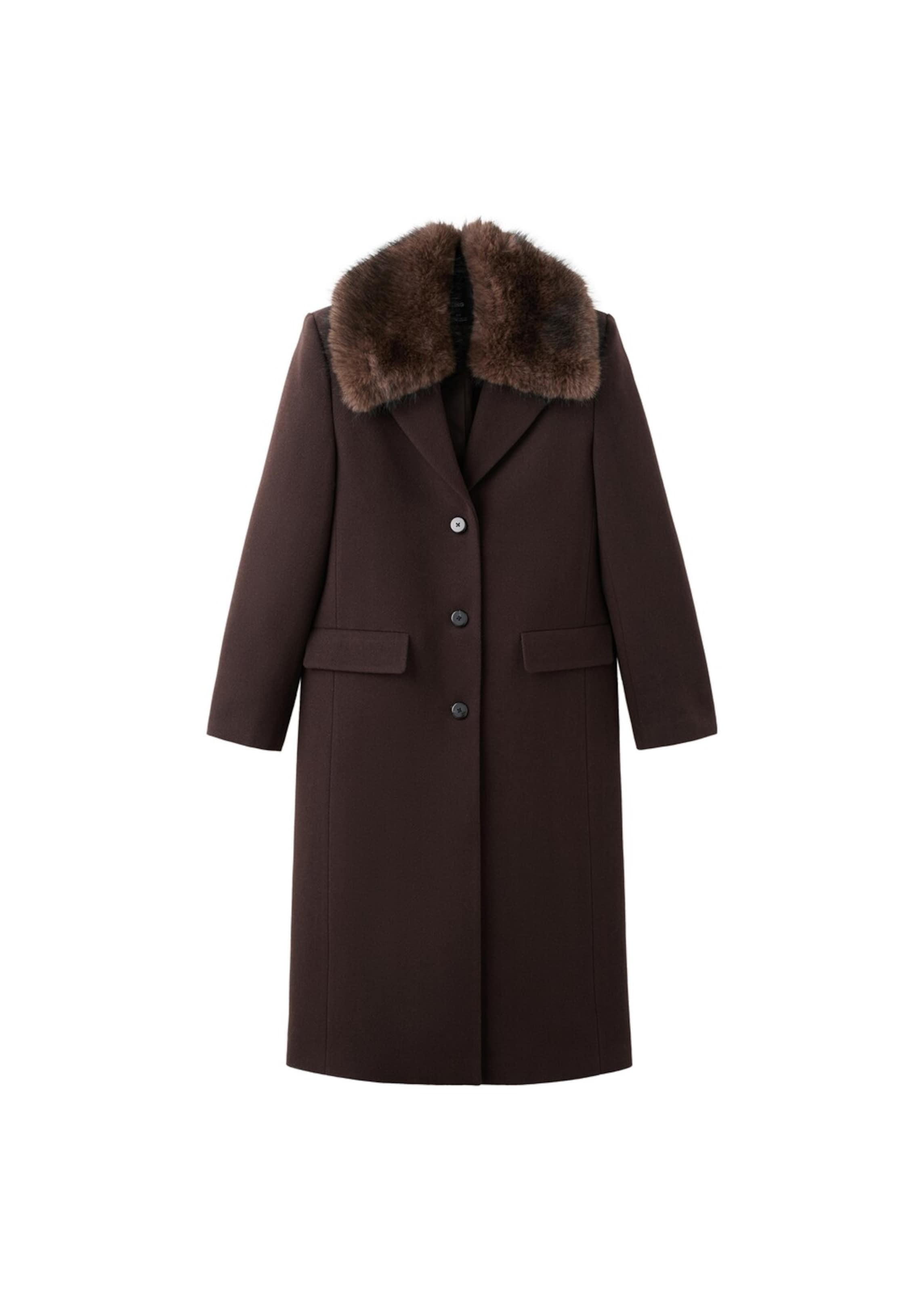 MANGO Winter Coat in Brown: front